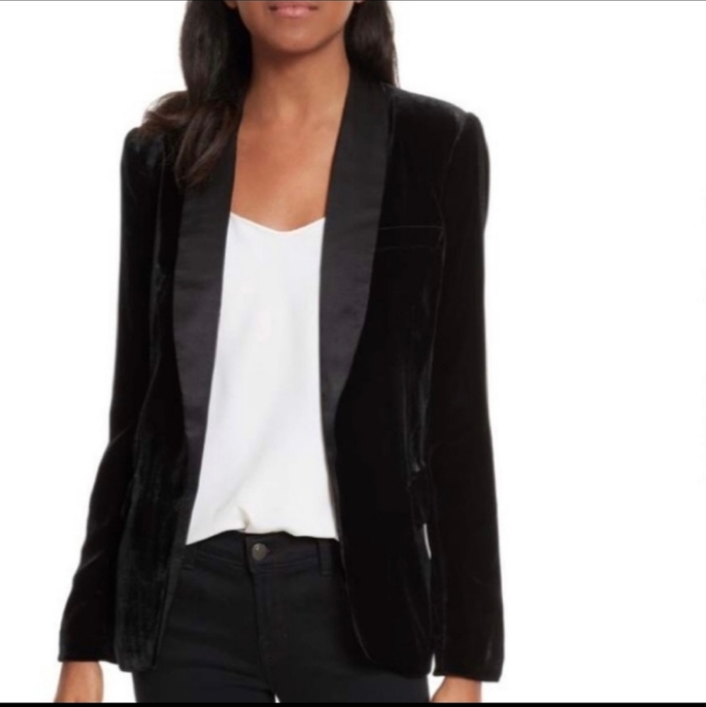 Joie Black Velvet Tuxedo Blazer